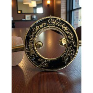 Vintage MMA Metropolitan Museum of Art Gold Tone Bangle Bracelet Logo Circle Hoo